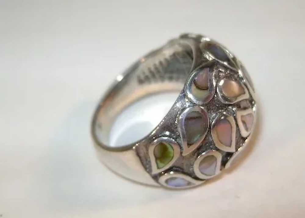 VINTAGE Sterling Mother of Pearl Tears Ring  Size… - image 5