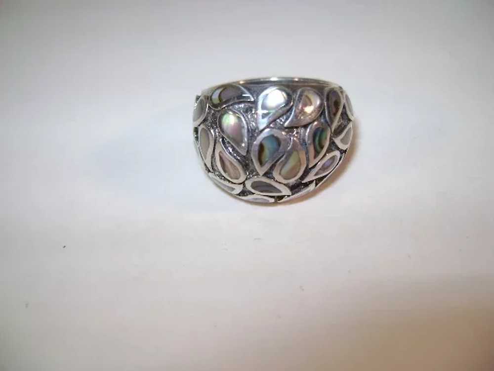 VINTAGE Sterling Mother of Pearl Tears Ring  Size… - image 7