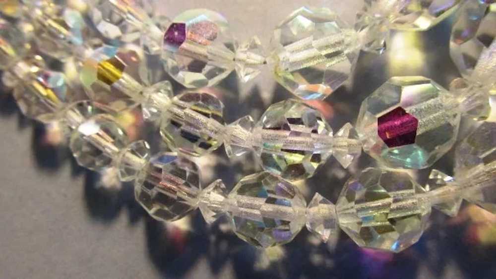 VINTAGE Aurora Borelis Crystal Three Strand Neckl… - image 3