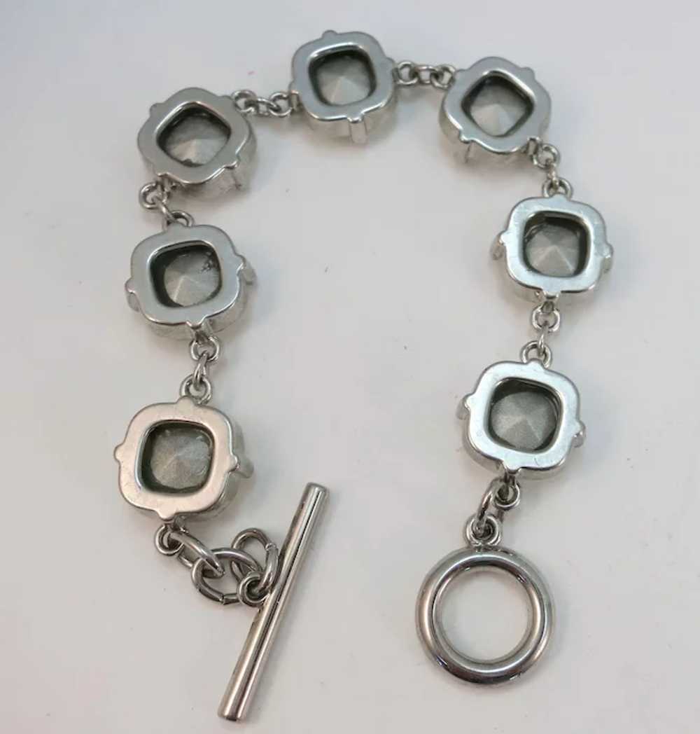 VINTAGE Large Rhinestone Bracelet with Toggle 7 1… - image 3