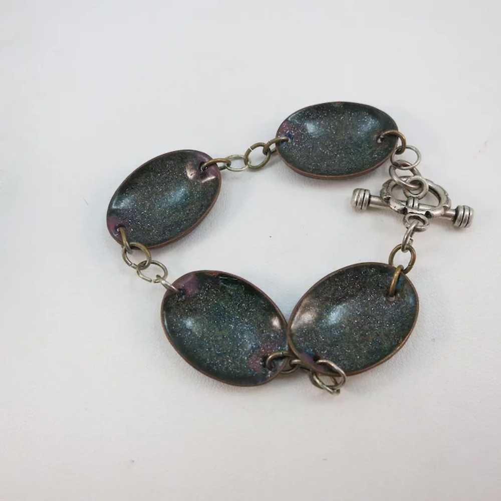 VINTAGE Copper Discs Enameled Bracelet - image 5