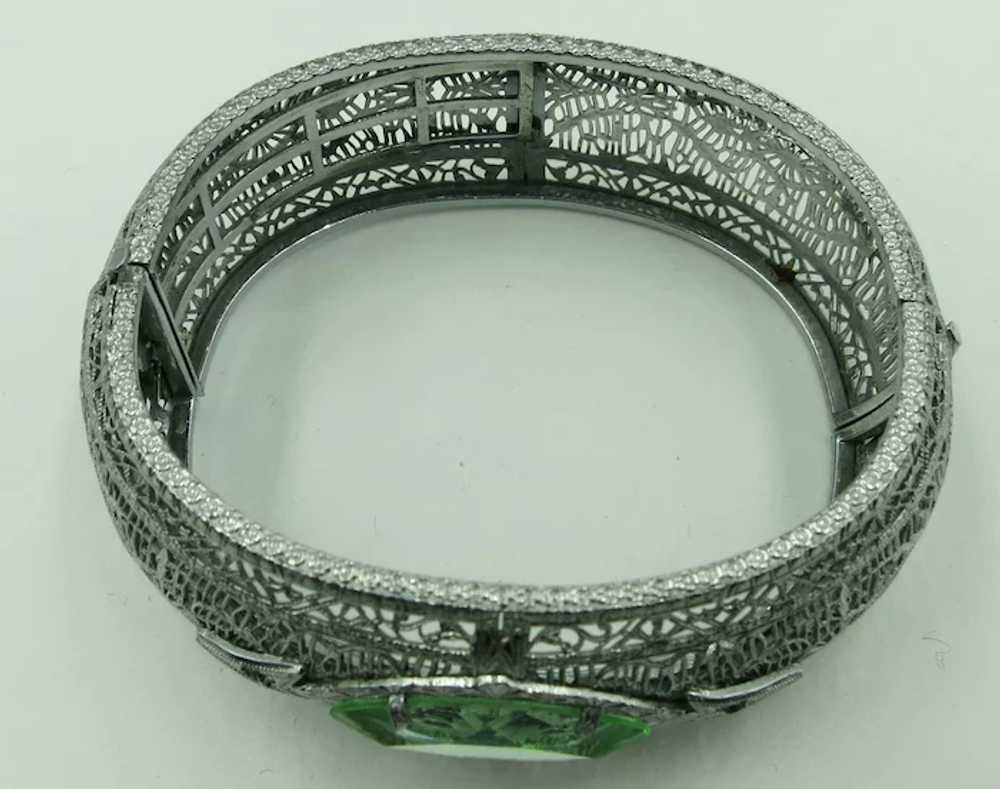 VINTAGE Rhodium Plated Bangle Bracelet  By John H… - image 3