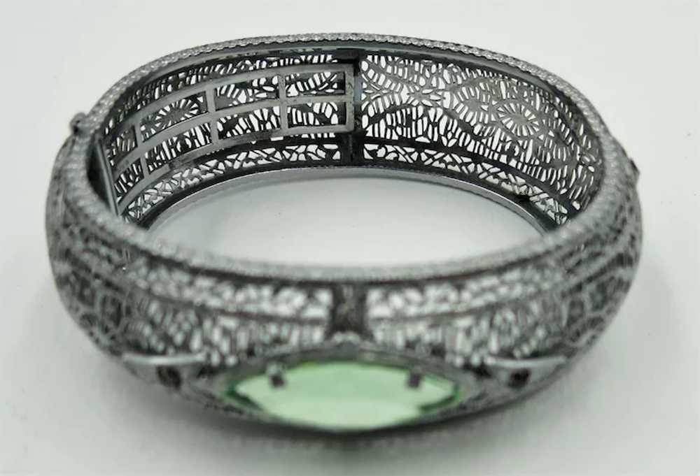 VINTAGE Rhodium Plated Bangle Bracelet  By John H… - image 4