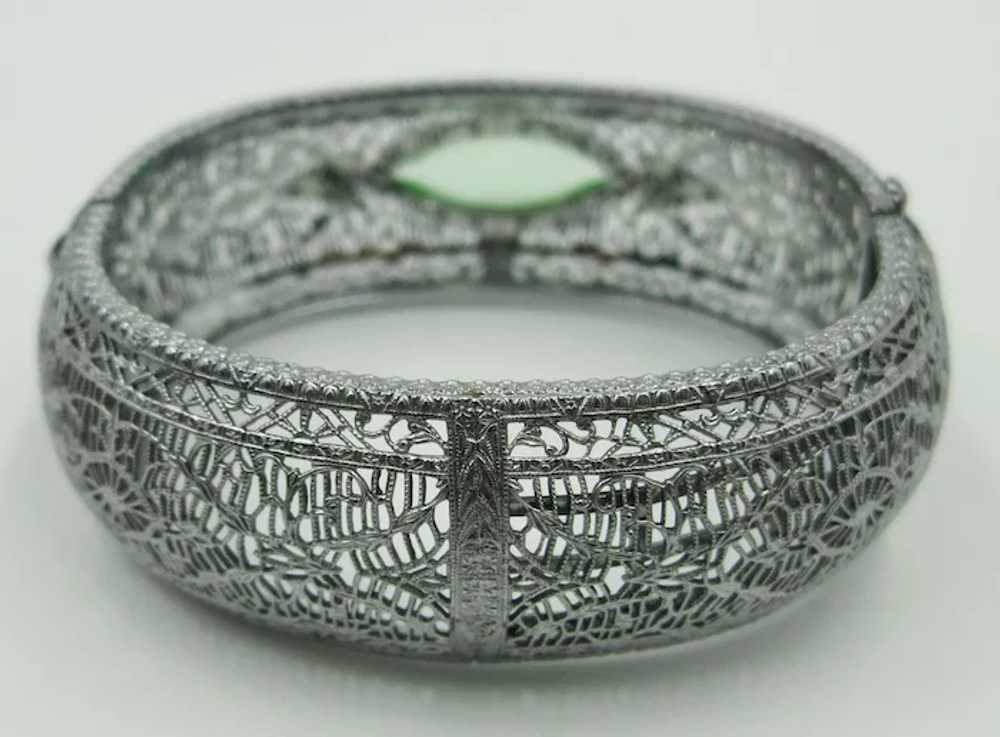VINTAGE Rhodium Plated Bangle Bracelet  By John H… - image 7