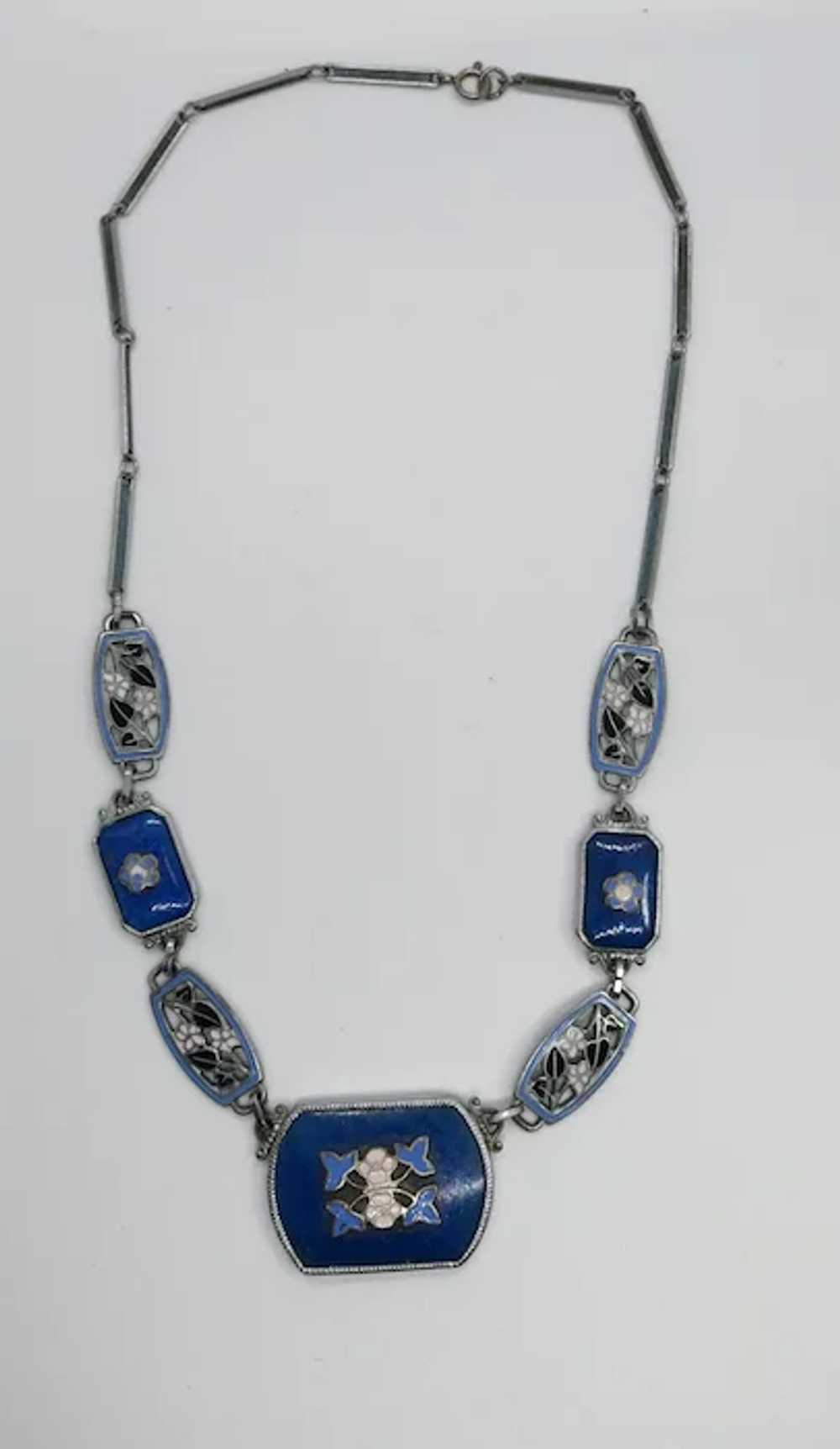 VINTAGE Lovely  Art Nouveau  Necklace with Enamel… - image 3