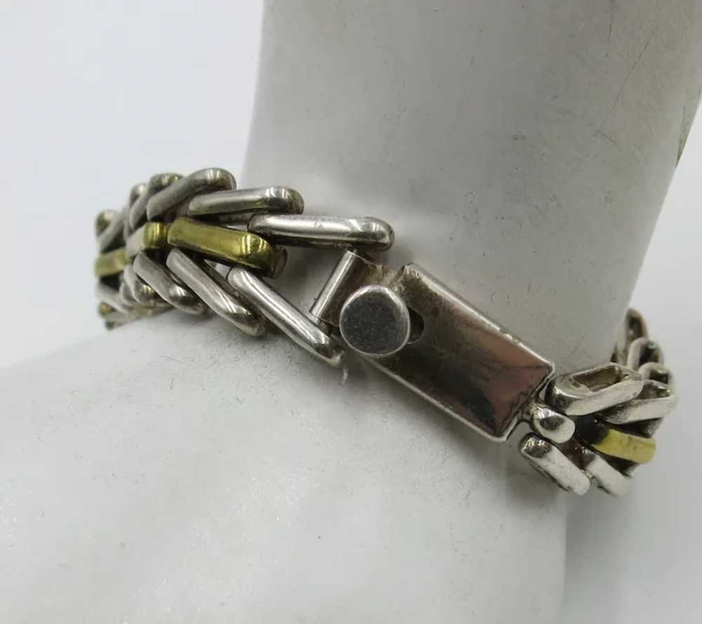 VINTAGE Mexican Silver Link With Brass Accent  7 … - image 6