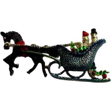 Christmas Gerrys  Winter Sleigh Ride Brooch Pin O… - image 1