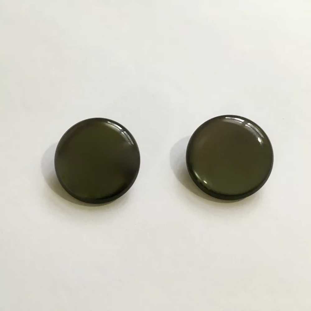 Smoky Reflection Gray Round Button Clip On Earrin… - image 2
