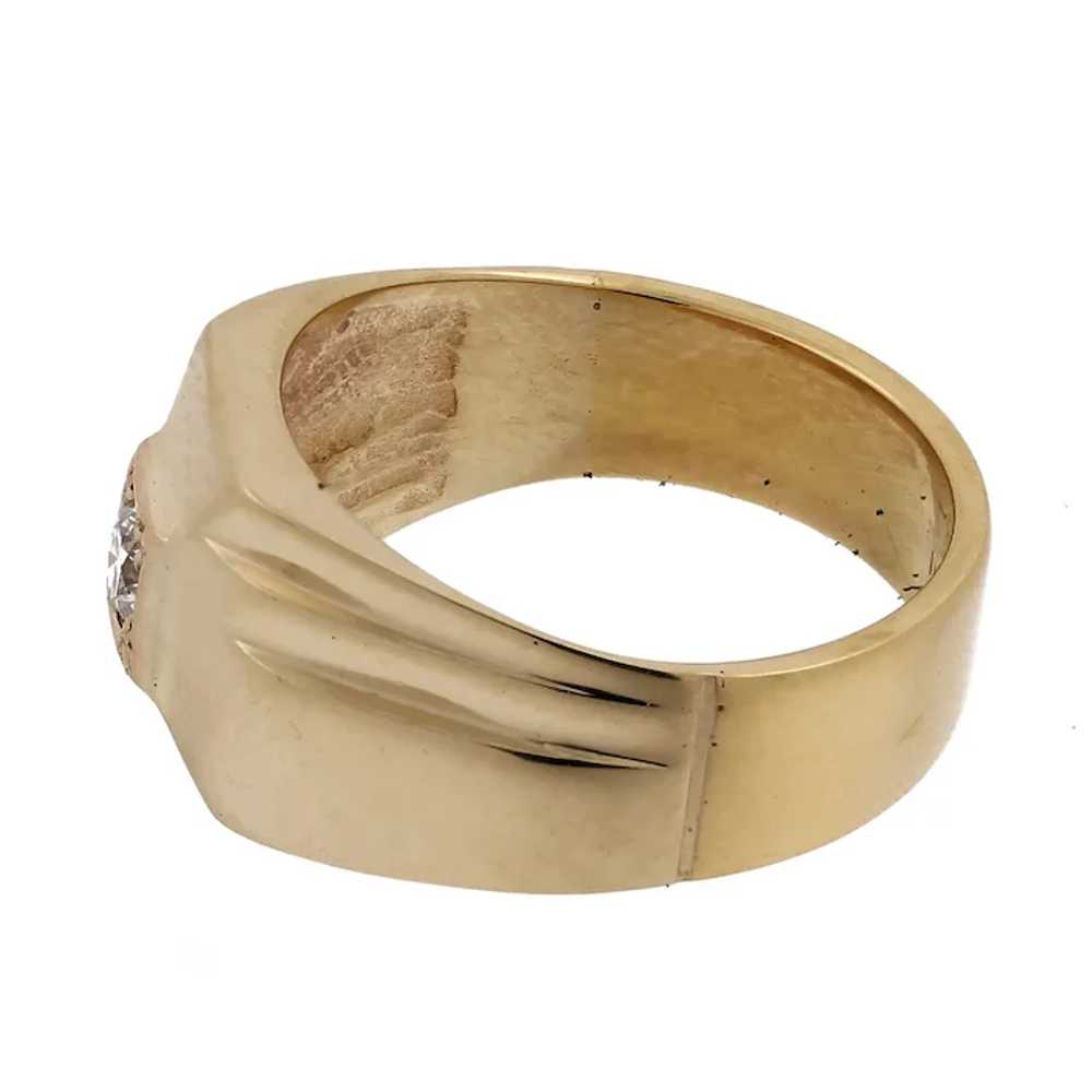 Men's Solitaire Diamond Signet Ring 14K Yellow Go… - image 3
