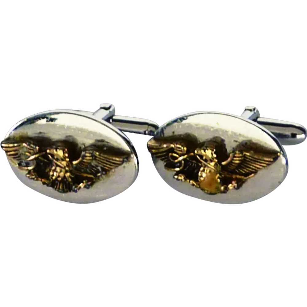 Silver and Gold Tone Swank Eagle Cufflinks Cuff L… - image 1