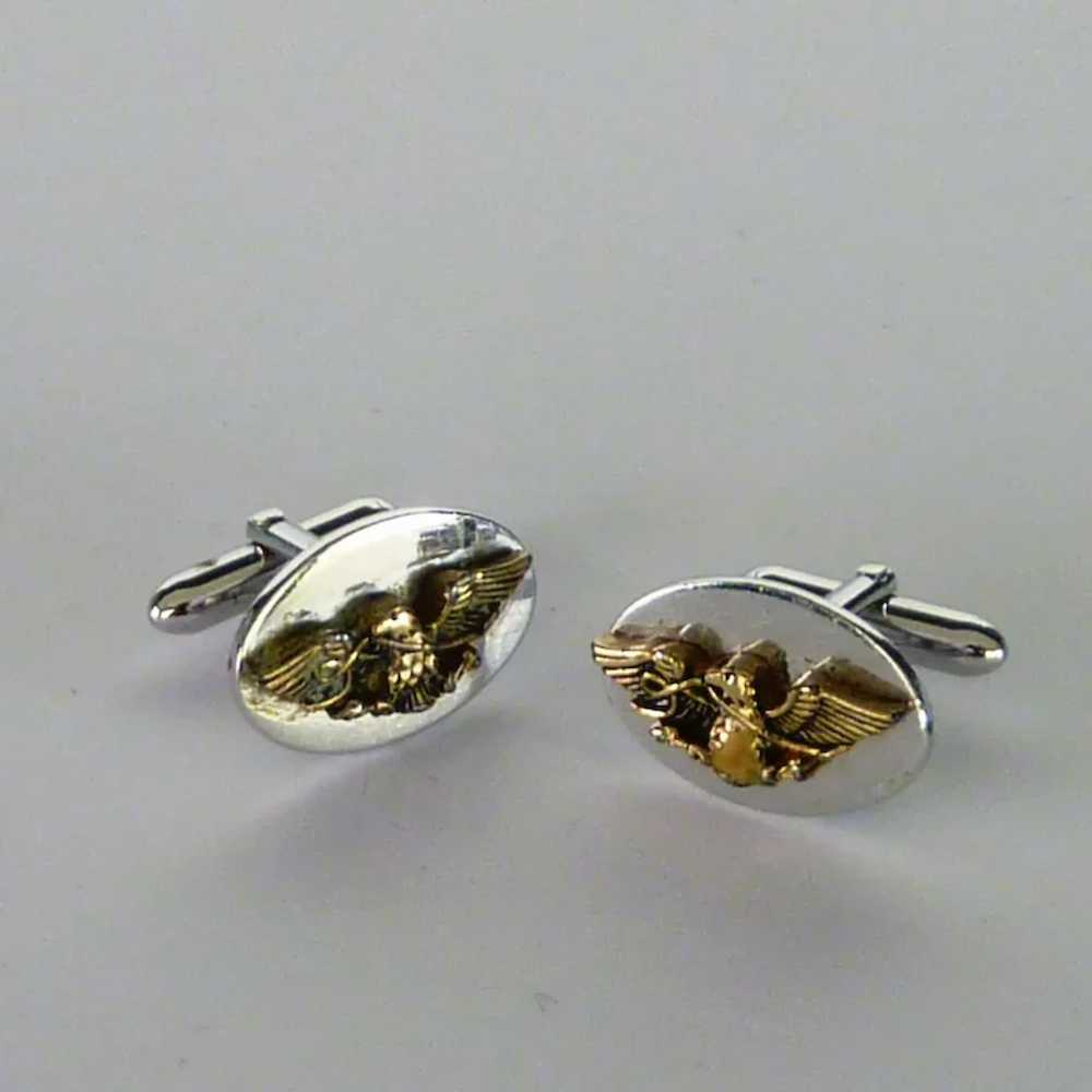 Silver and Gold Tone Swank Eagle Cufflinks Cuff L… - image 3