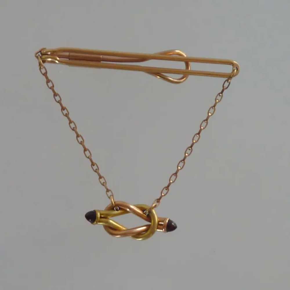 Two Tone Love Knot Tie Bar Chain 1940’s - image 2