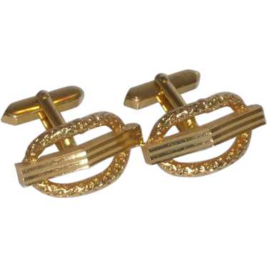 Gold Tone Sharp Oval Two Dimensional Cufflinks Cuf