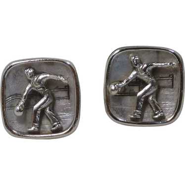 Anson Bowling Bowler Silver Toned Cuff Links Cuffl