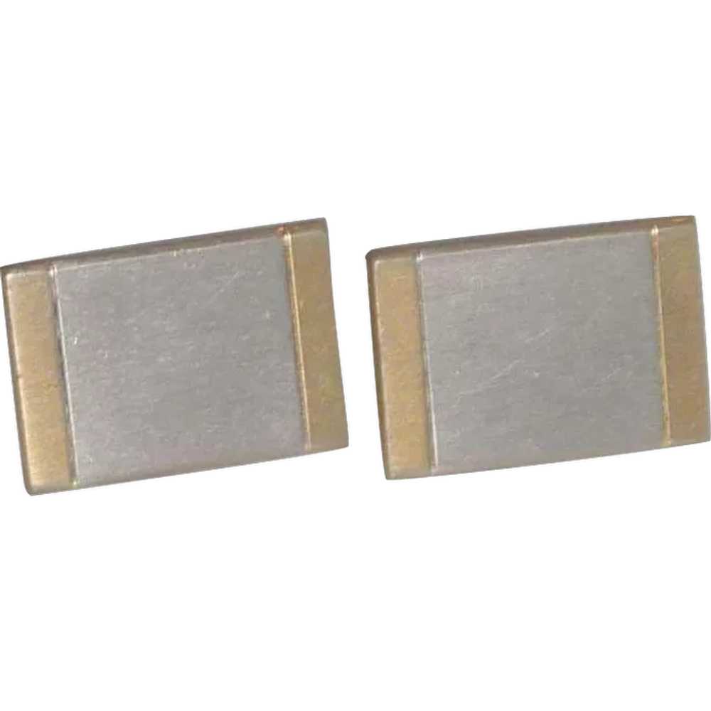 Hickok Silvertone and Goldtone Rectangular Cuffli… - image 1