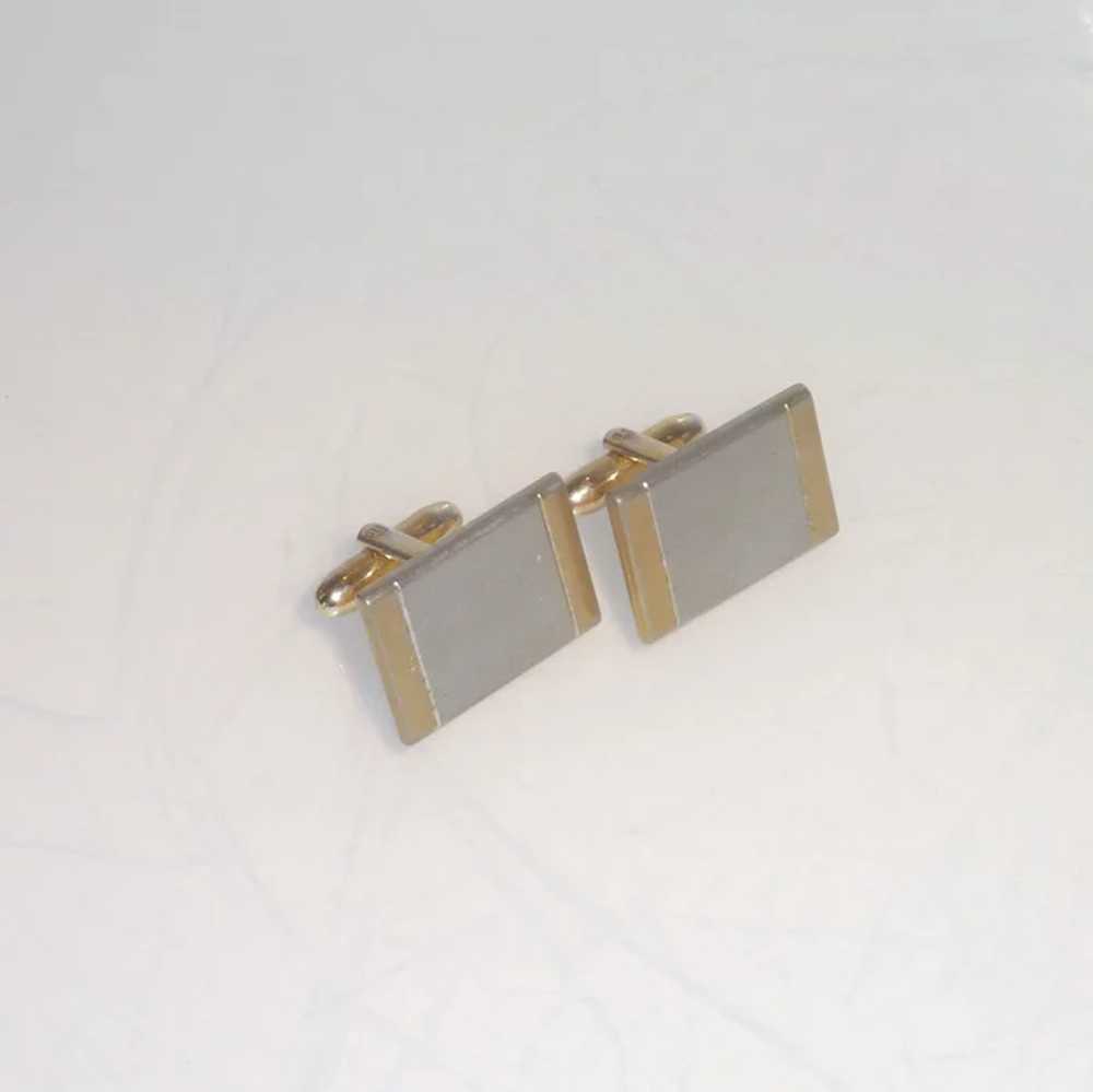 Hickok Silvertone and Goldtone Rectangular Cuffli… - image 2