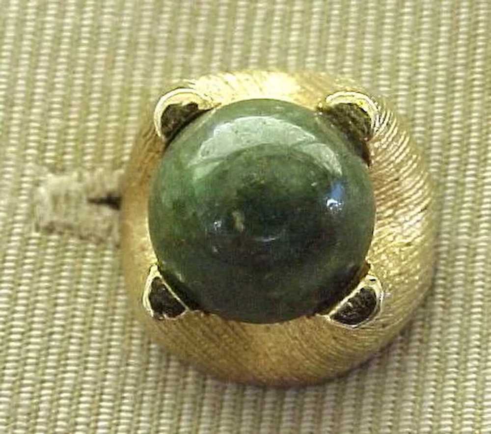 Green Jade Stone Gold Tone Cufflinks Cuff Links - image 3