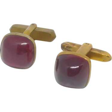 Hickok Red Lucite Gold Tone Cufflinks Cuff Links - image 1