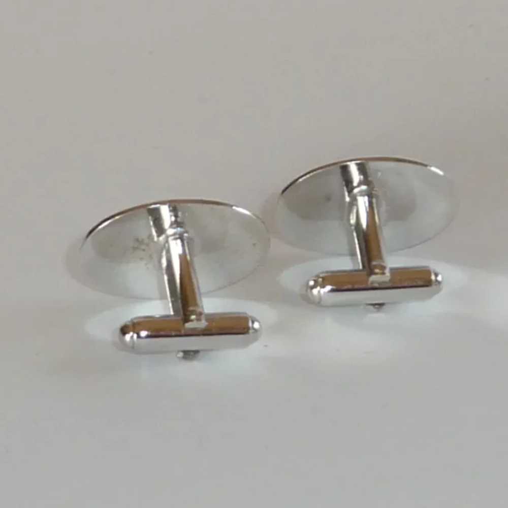 Silver Tone Oval Anson Cuff Links Cufflinks - image 3