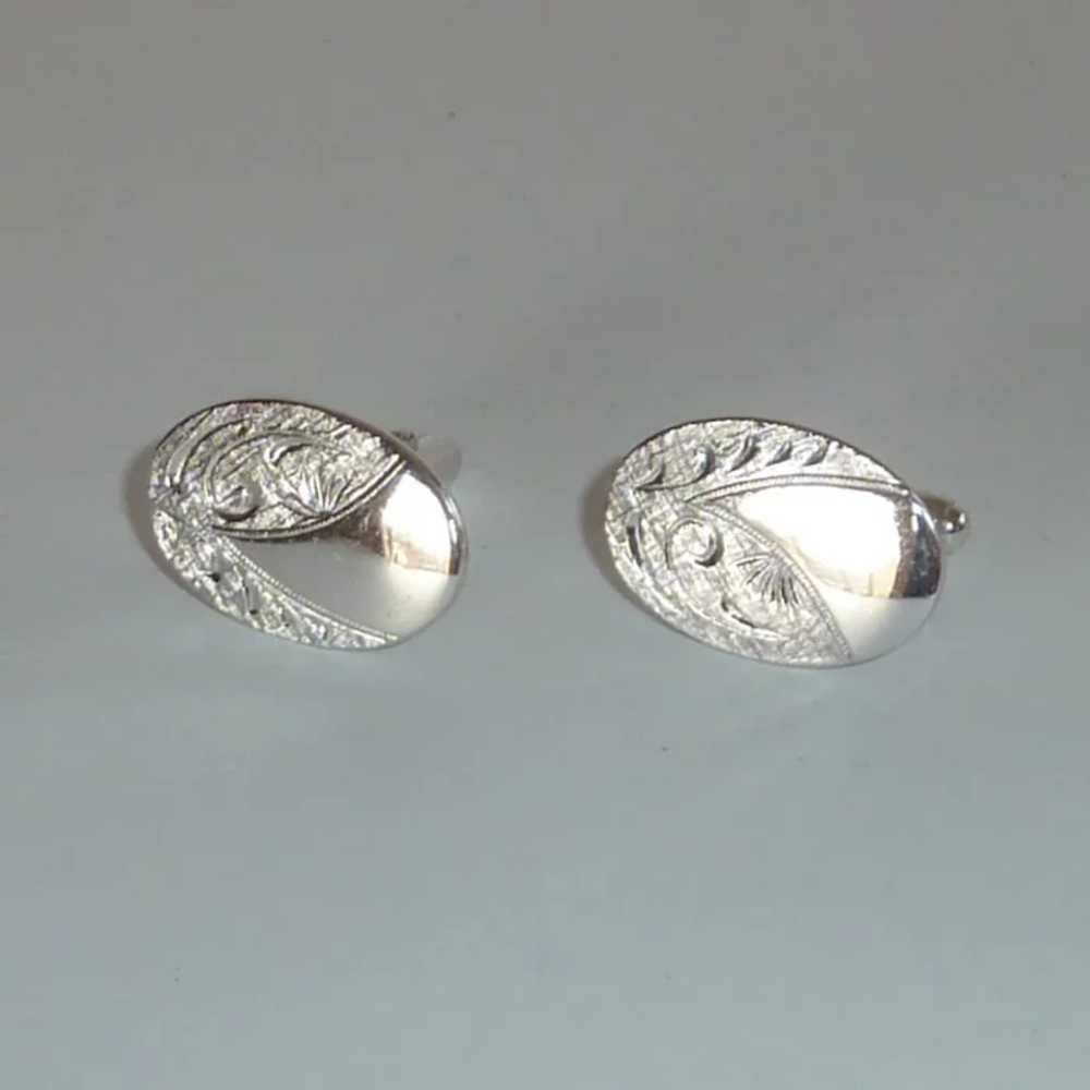 Silver Tone Oval Anson Cuff Links Cufflinks - image 6