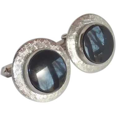 Silver Tone with Black Stone Destino Cufflinks Cuf