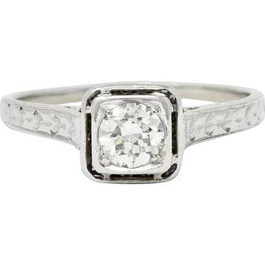 Art Deco 0.45 CTW Diamond 18 Karat White Gold Tre… - image 1