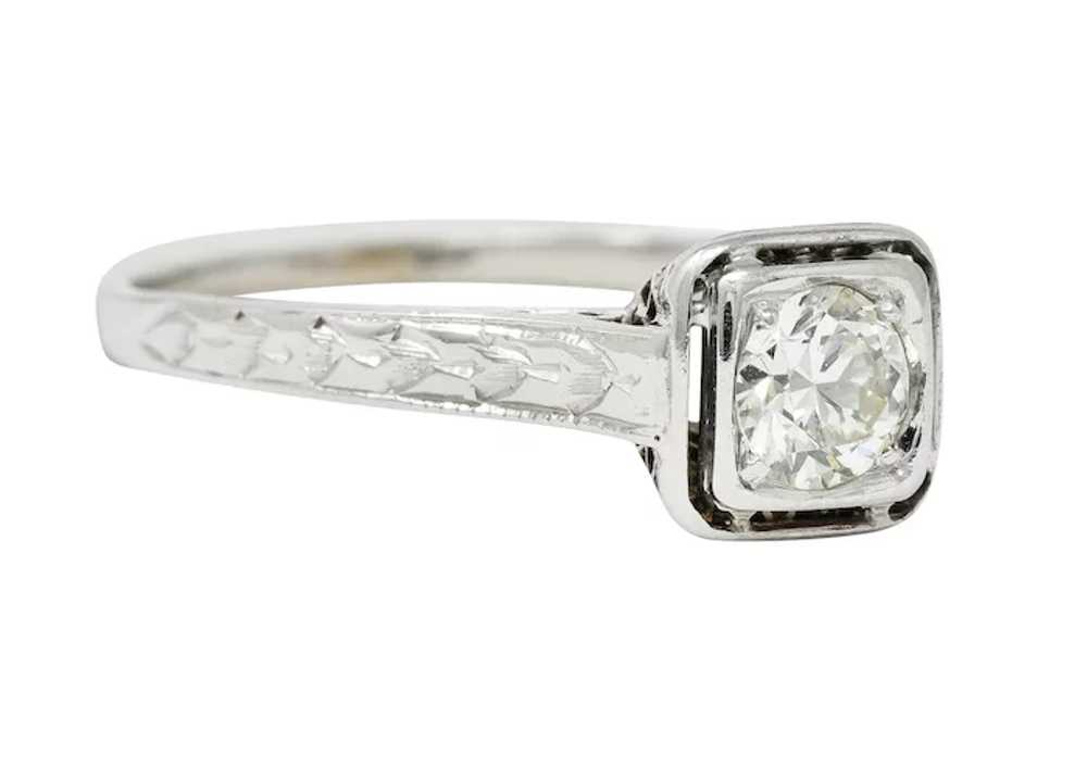 Art Deco 0.45 CTW Diamond 18 Karat White Gold Tre… - image 2