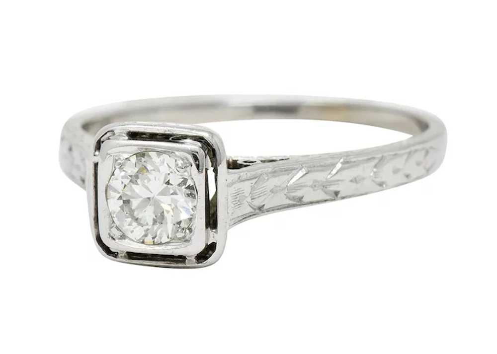 Art Deco 0.45 CTW Diamond 18 Karat White Gold Tre… - image 6