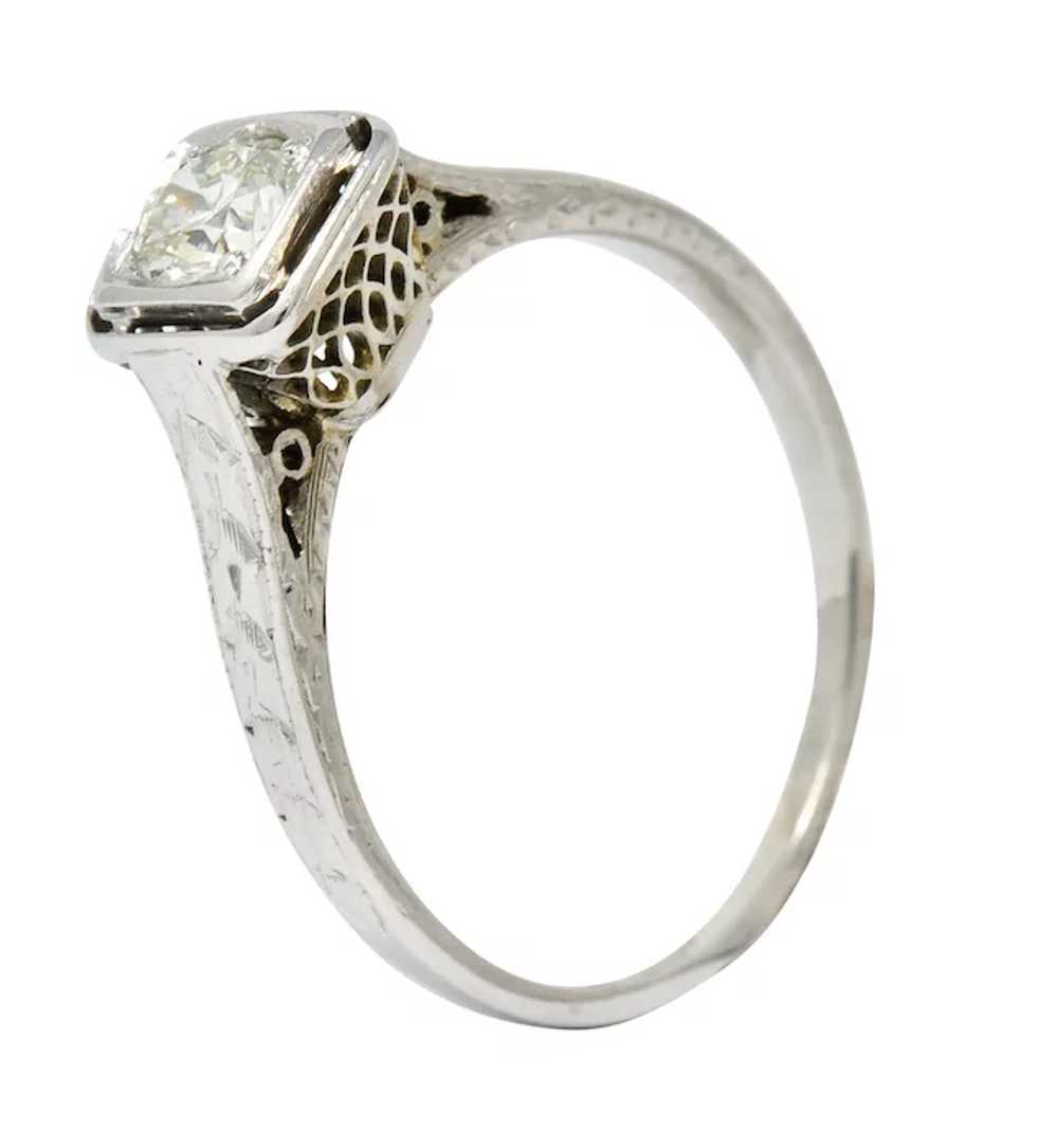Art Deco 0.45 CTW Diamond 18 Karat White Gold Tre… - image 7