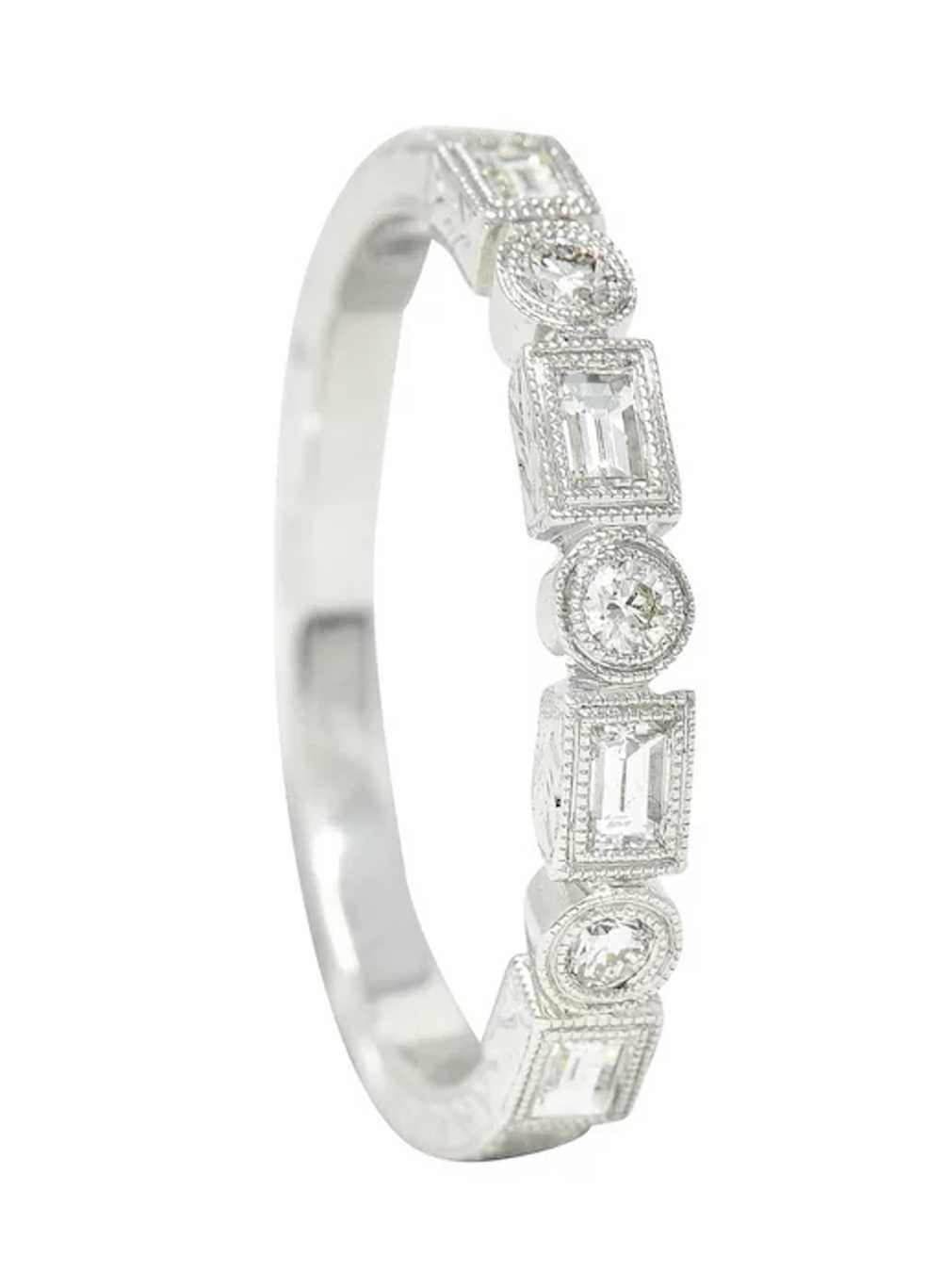 Diamond 14 Karat White Gold Wheat Band Stacking V… - image 11