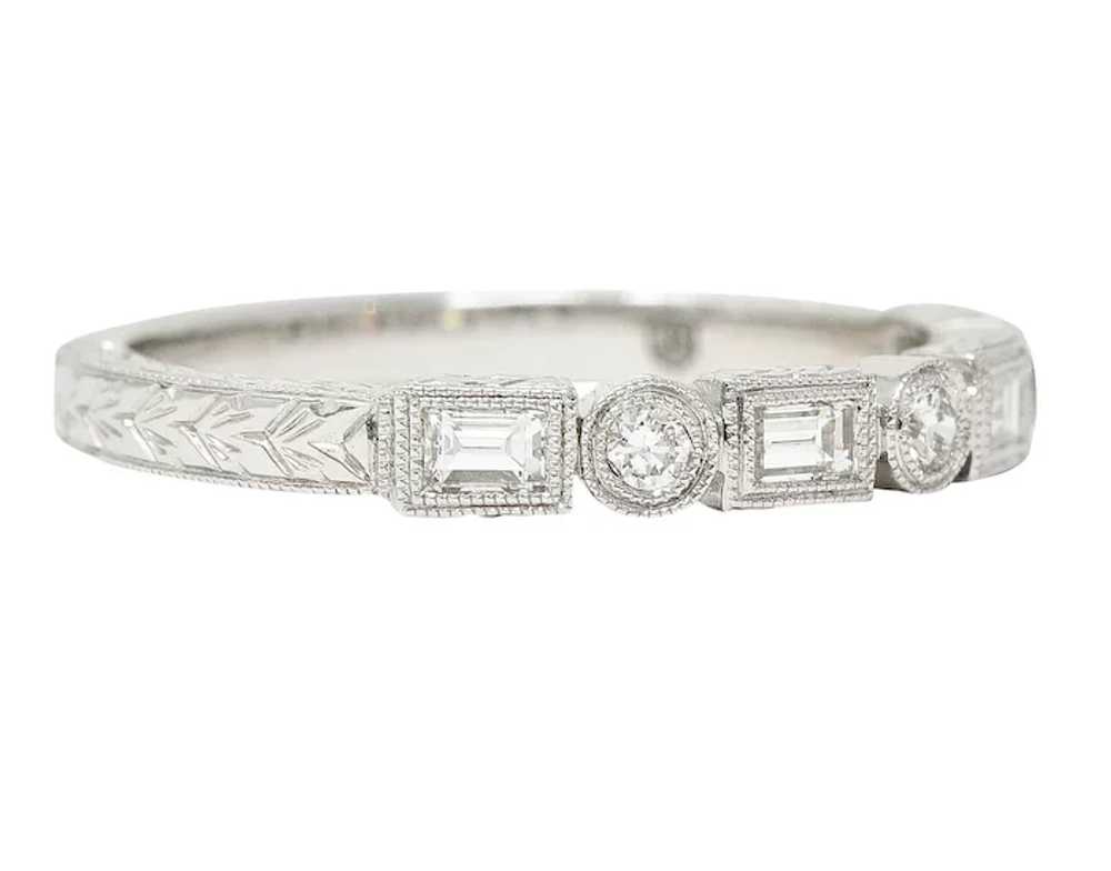 Diamond 14 Karat White Gold Wheat Band Stacking V… - image 2