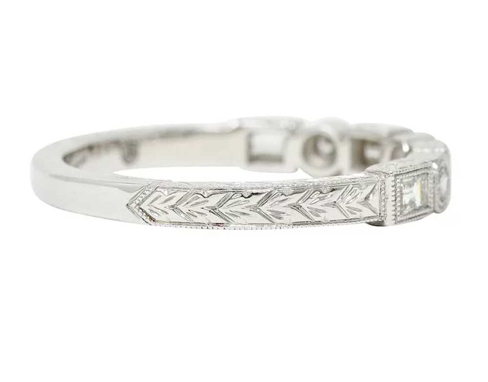 Diamond 14 Karat White Gold Wheat Band Stacking V… - image 3