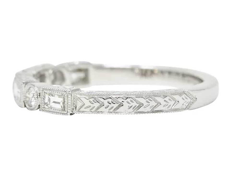 Diamond 14 Karat White Gold Wheat Band Stacking V… - image 5