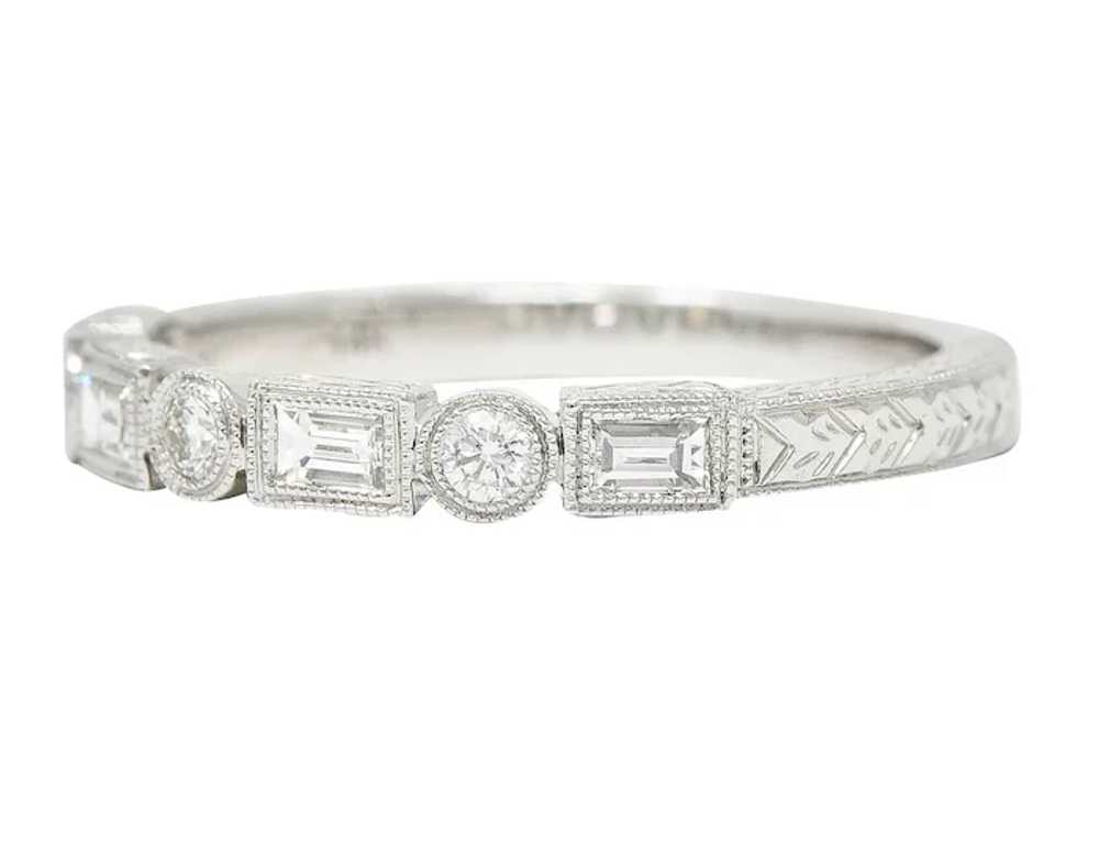 Diamond 14 Karat White Gold Wheat Band Stacking V… - image 6