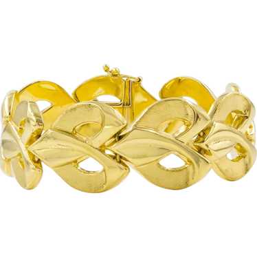 Vintage Italian 14k Gold 7" Bracelet with Stylize… - image 1
