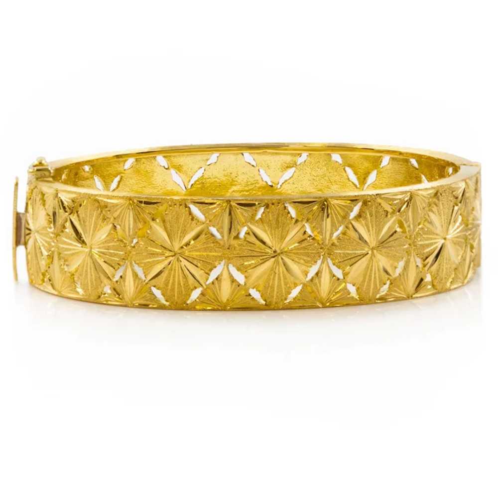 Estate 18K Yellow Gold Bright-Cut Bangle Bracelet - image 2