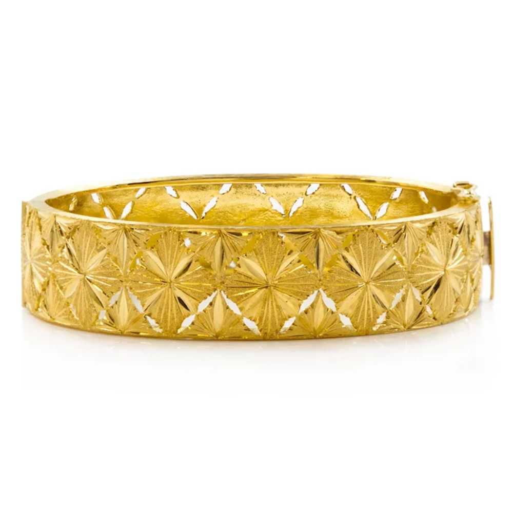 Estate 18K Yellow Gold Bright-Cut Bangle Bracelet - image 3