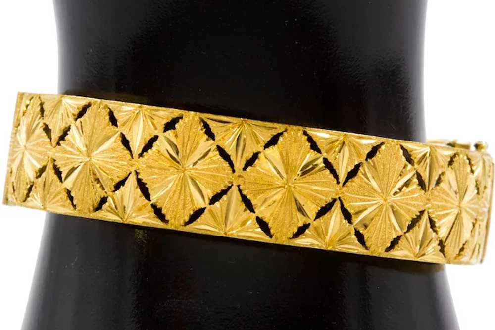 Estate 18K Yellow Gold Bright-Cut Bangle Bracelet - image 5