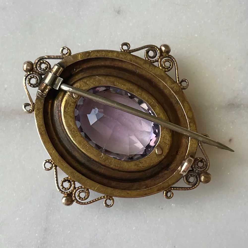 Antique 14K Yellow Gold Amethyst Brooch/Pin - image 5