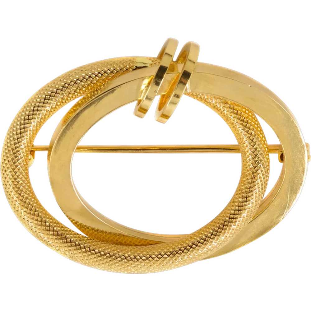 Vintage 18k Yellow Gold Double-Circle Modernist B… - image 1