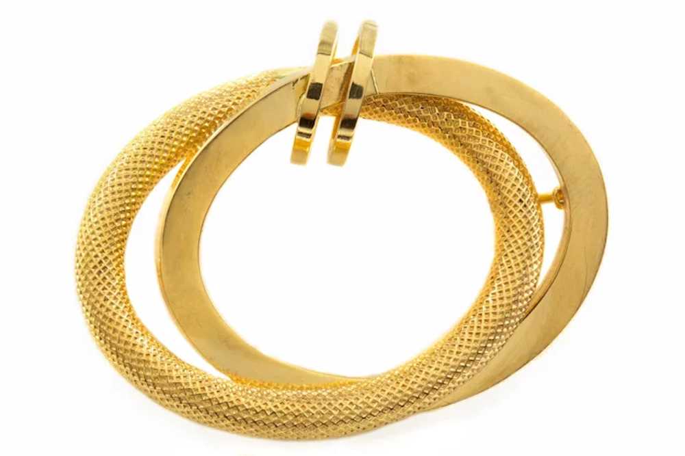 Vintage 18k Yellow Gold Double-Circle Modernist B… - image 4