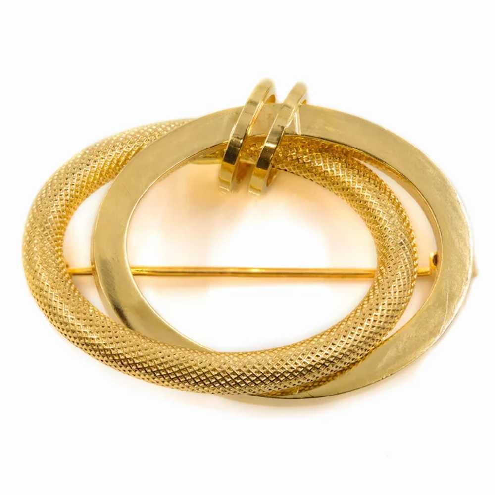 Vintage 18k Yellow Gold Double-Circle Modernist B… - image 6