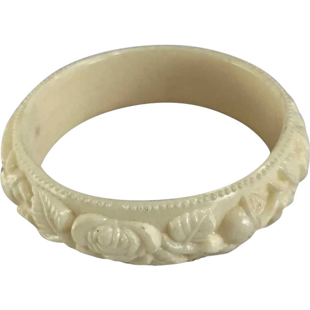 Rose Vine Motif Molded Plastic Bangle Bracelet - image 1