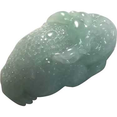 Natural Mint Green Jadeite 3D Lucky Frog Pendant - image 1