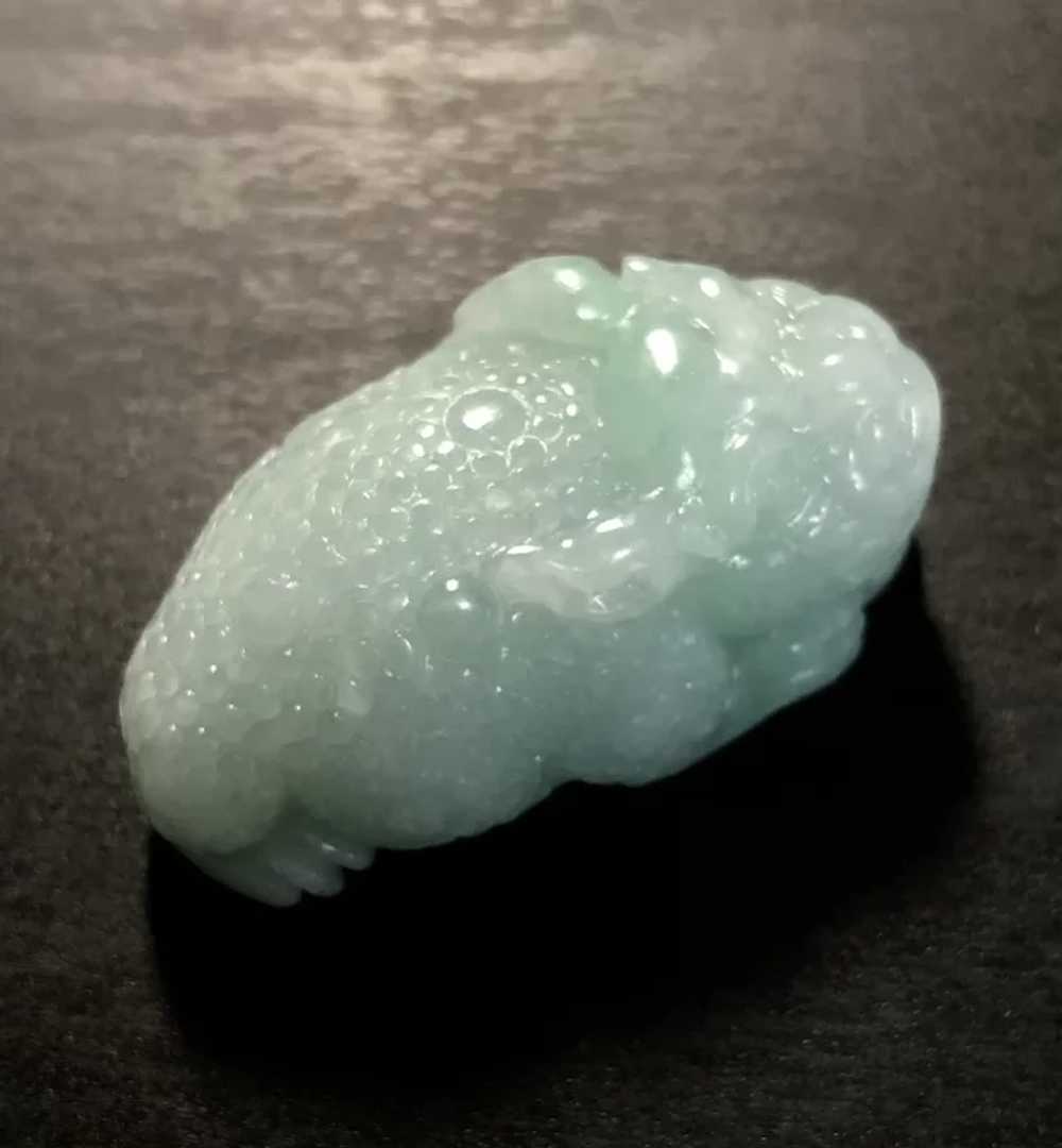 Natural Mint Green Jadeite 3D Lucky Frog Pendant - image 2