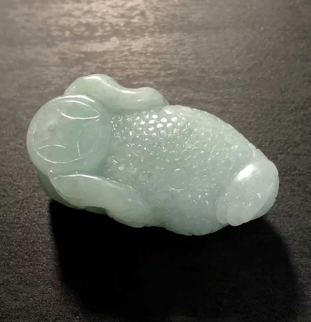 Natural Mint Green Jadeite 3D Lucky Frog Pendant - image 5