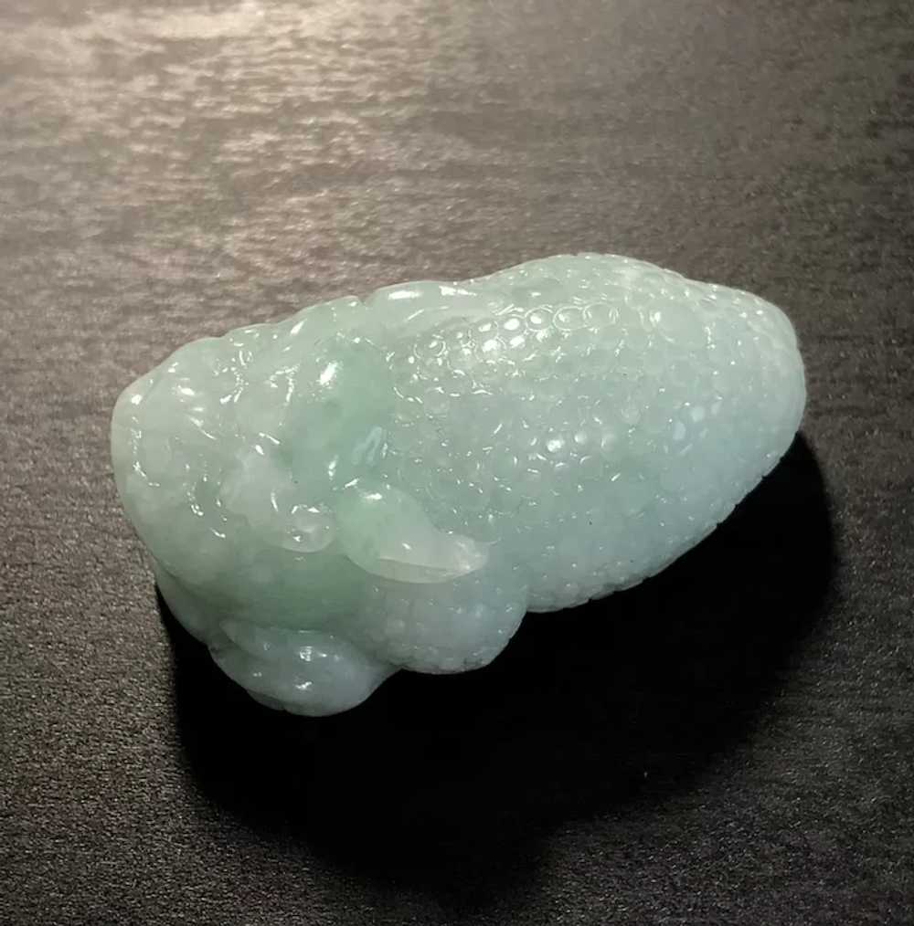 Natural Mint Green Jadeite 3D Lucky Frog Pendant - image 7