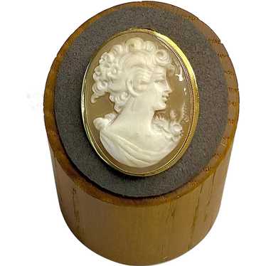 18k Gold Shell Cameo Pin/Pendant - image 1