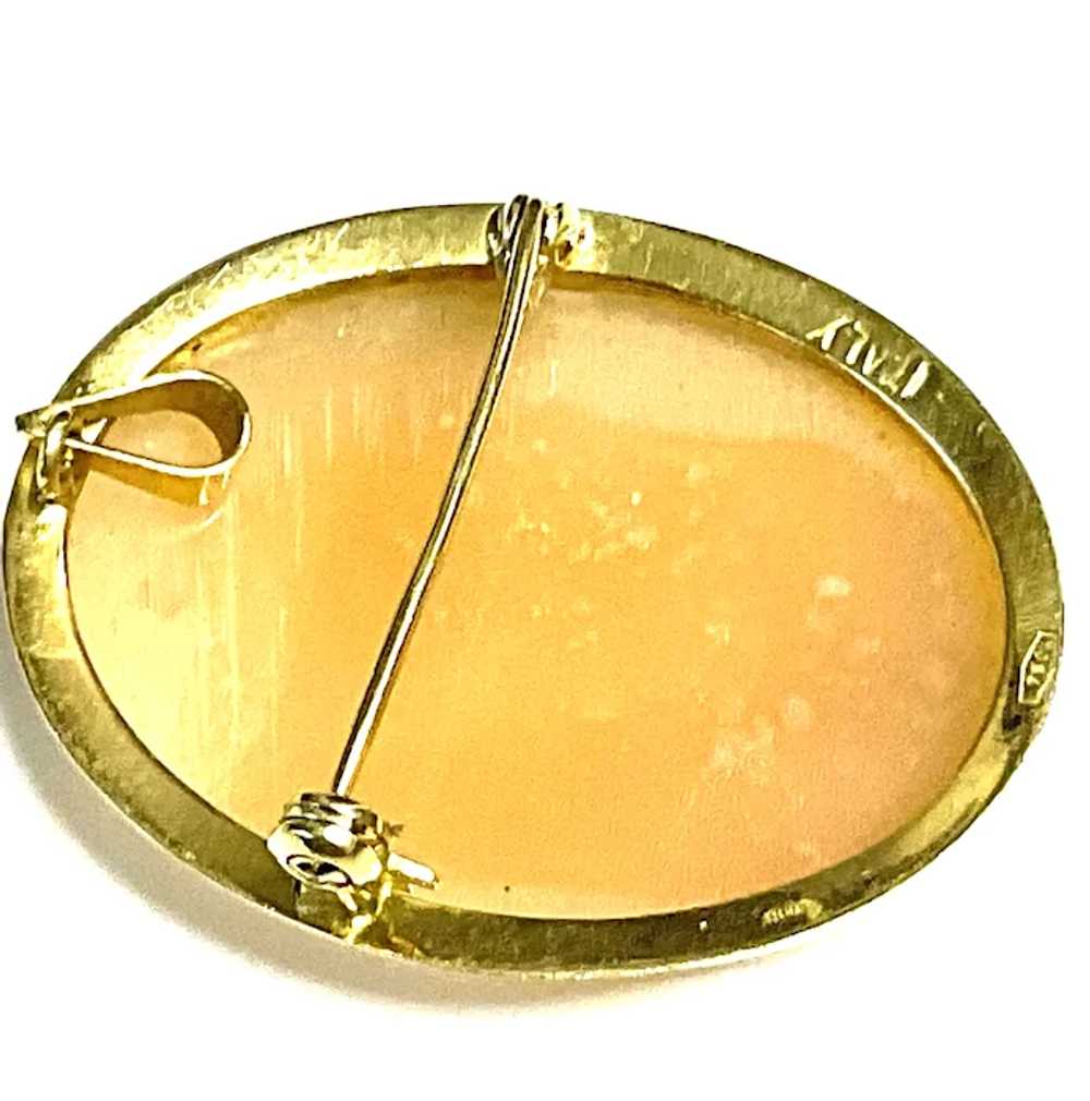 18k Gold Shell Cameo Pin/Pendant - image 3