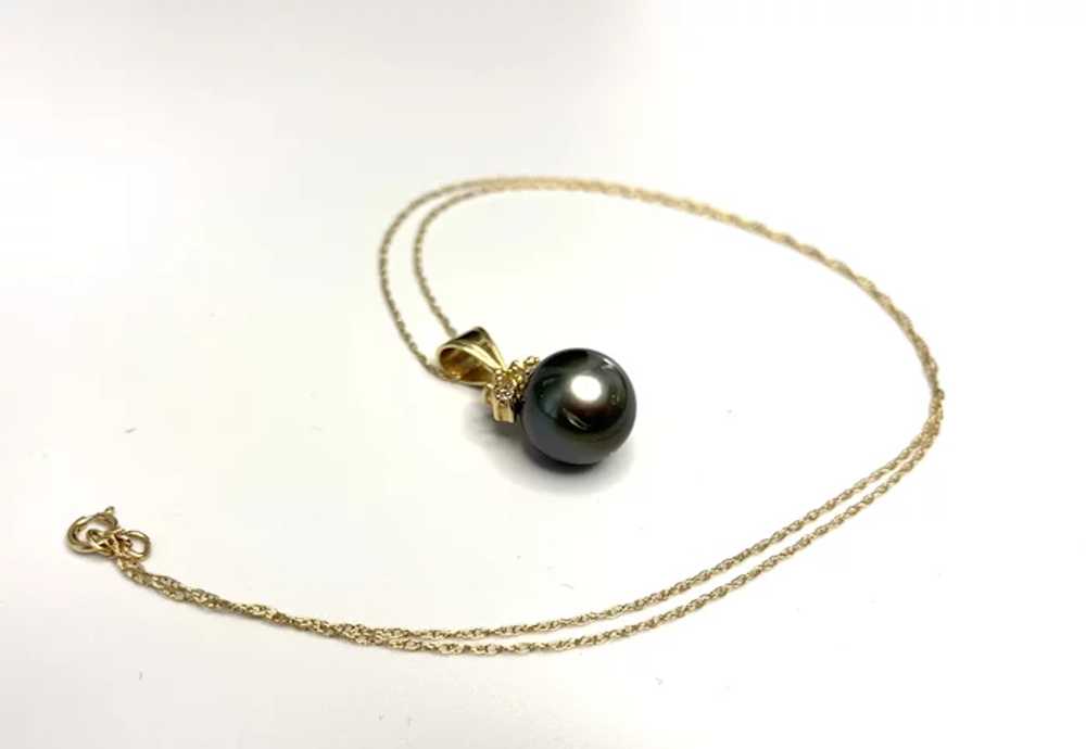 11mm Tahitian Pearl, Diamond, and 14k Gold pendant - image 5